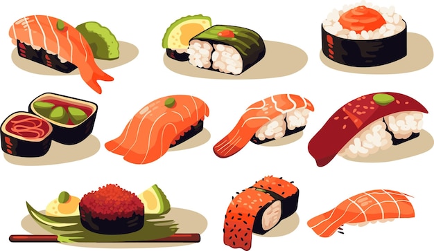 sushi vector flat minimalistic asset isolated vector style illustration