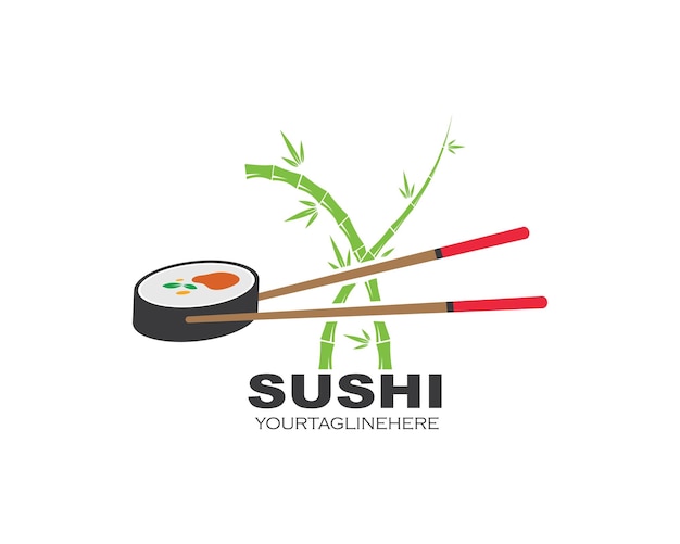 Disegno dell'illustrazione dell'etichetta dell'icona di vettore di sushi