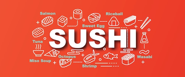 Sushi vector trendy banner