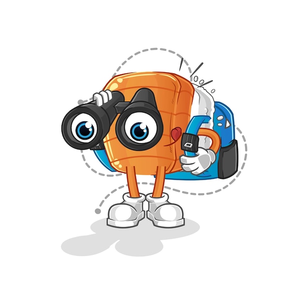 Sushi with binoculars character cartoon mascot vector