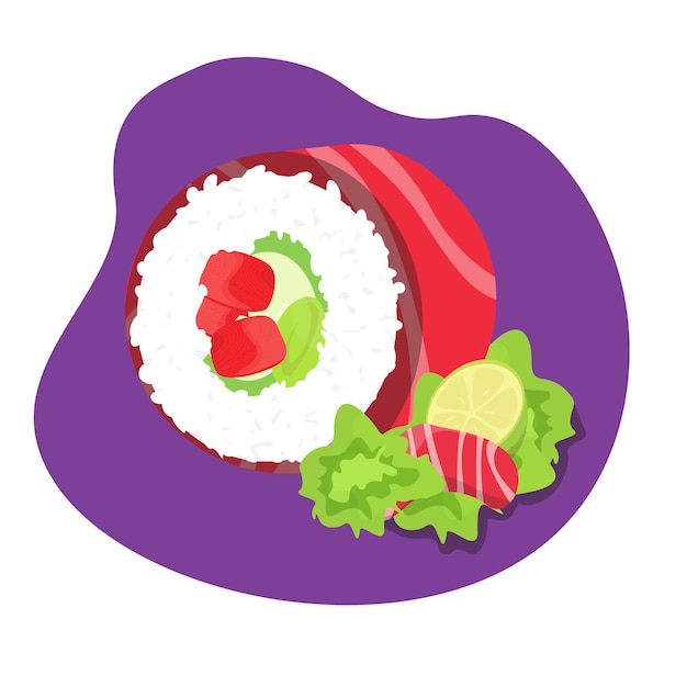 Vector sushi with ham vector design