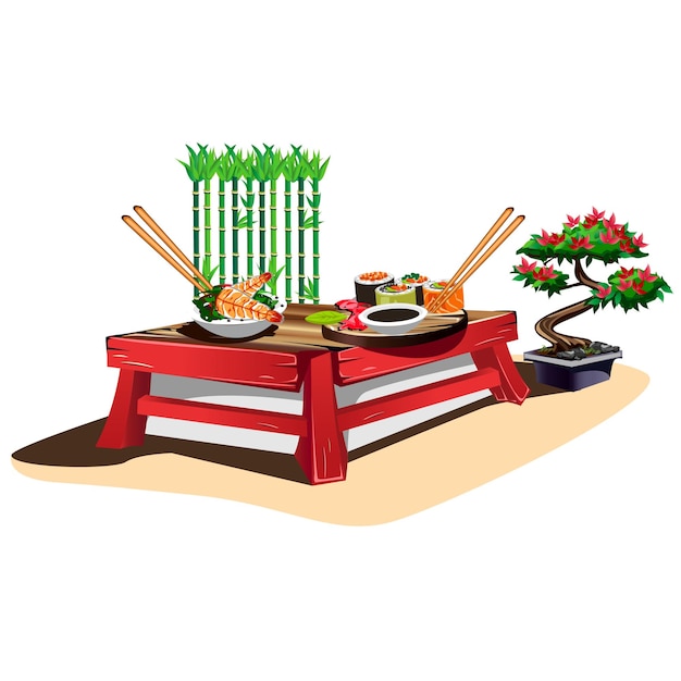 Vector sushibar cartoon-stijl