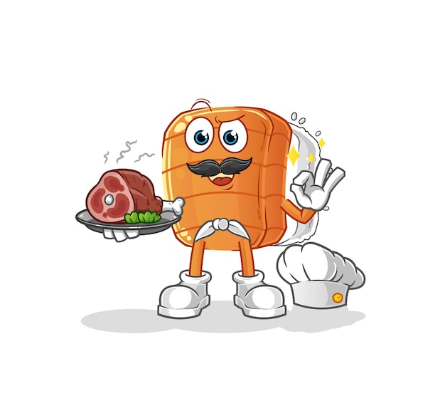 Sushichef met vlees mascotte cartoon vector