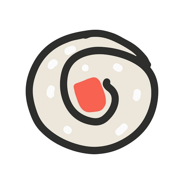 Sushirol met nori en zalm. Leuke vectorillustratie voor Aziatisch eten menu