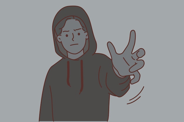 suspicious man in hood involved in anonymous crime