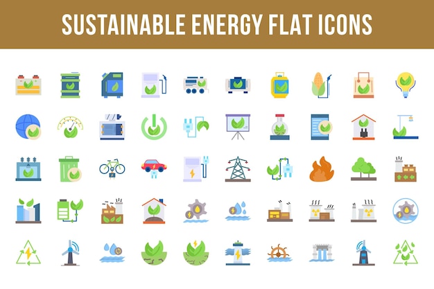 Sustainable Energy Flat Multicolor Icons