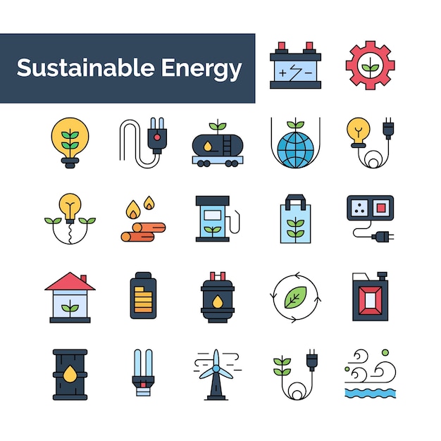 Sustainable Energy icons pack Sustainable Energy symbols collection Graphic icons element