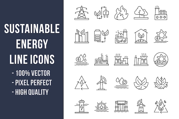 Sustainable Energy Line Icons