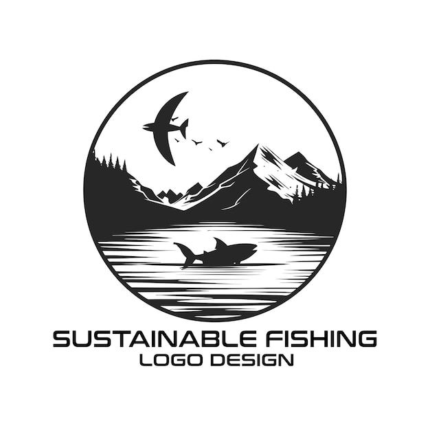 Вектор Дизайн логотипа устойчивого рыболовного вектора
