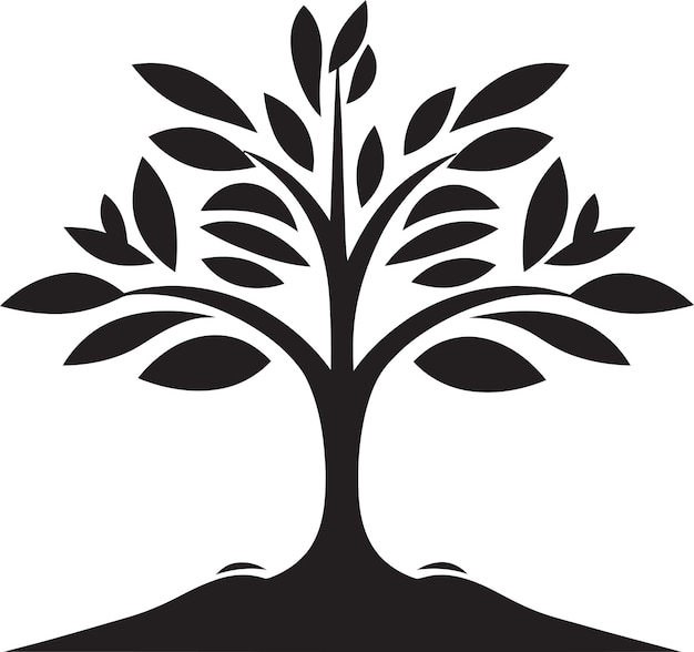 Vettore crescita sostenibile simbolo nero iconico dell'impegno per l'albero l'eredità verde logo nero dinamico per l'albero