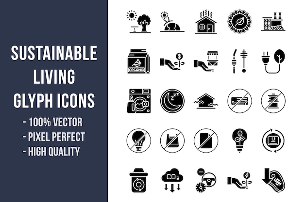 Sustainable Living Glyph Icons