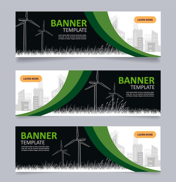 Sustainable power production web banner design template