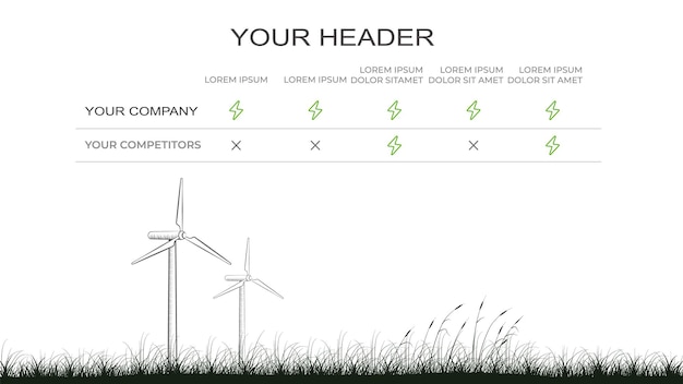 Sustainable power sources comparison chart template