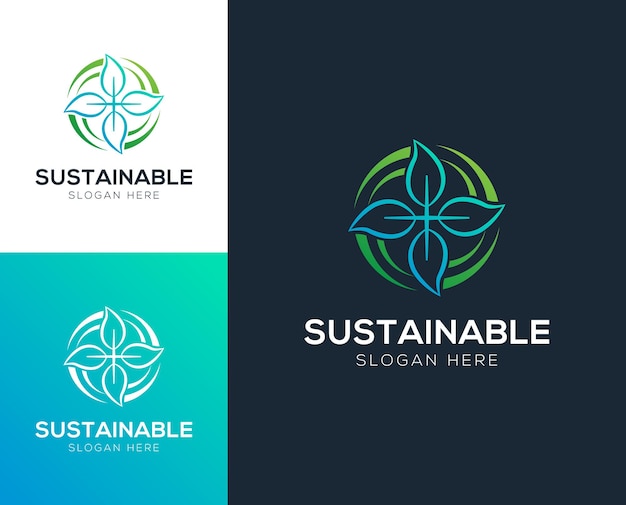 Vettore illustrazione vettoriale del design del logo ambientale per il riciclo sostenibile
