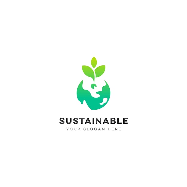 ベクトル 持続可能な農業のロゴデザインのテンプレート要素 ベクトルイラスト 新しいモダンなロゴ