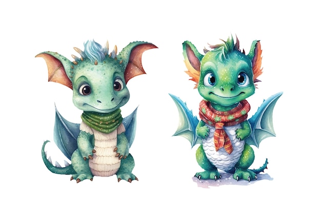 Sute dragon clipart isolated vector illustration