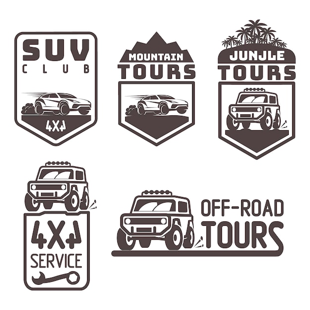 Suv 4x4 off-road reizen tour club pictogram logo sjabloon vector