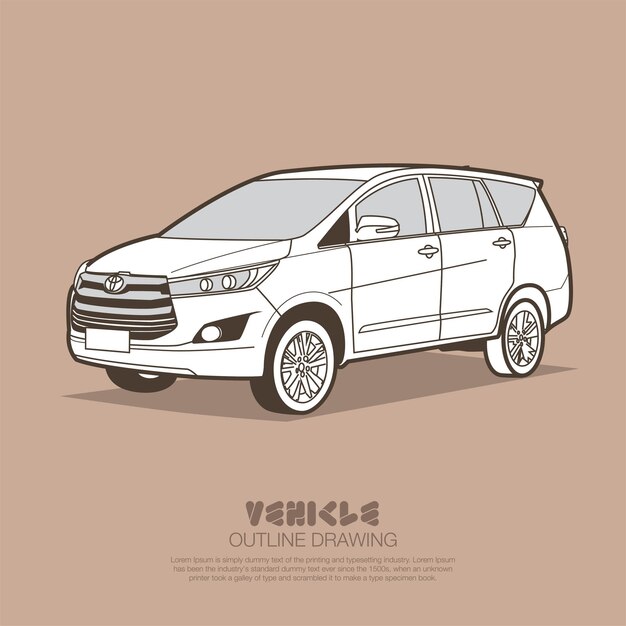 Suv auto in ouline tekening vector illustratie