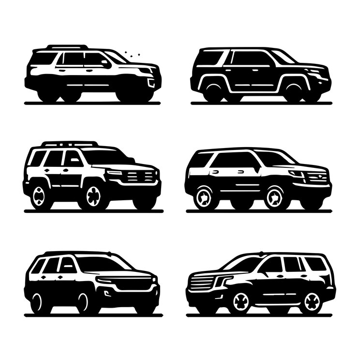 Vector 간단한 실루 스타일의 suv 자동차 컬렉션