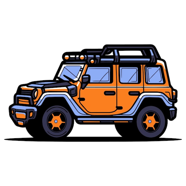 Vector suv car in flat line art style