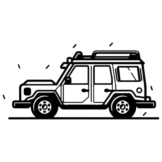 SUV car in flat line art style