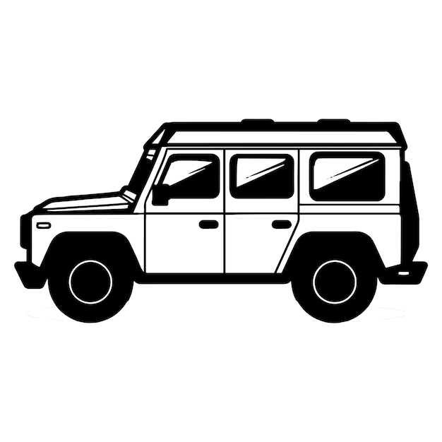 SUV car in flat line art style