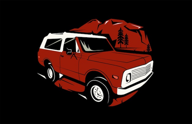 SUV Car Red Color Adventure Graphic Design