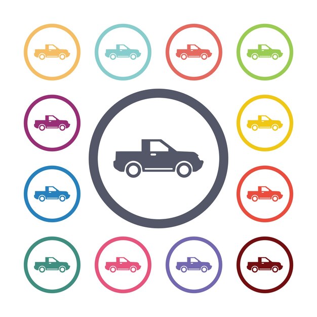 Suv flat icons set