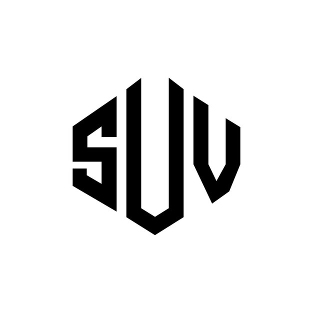 SUV letter logo design with polygon shape SUV polygon and cube shape logo design SUV hexagon vector logo template white and black colors SUV monogram business and real estate logo