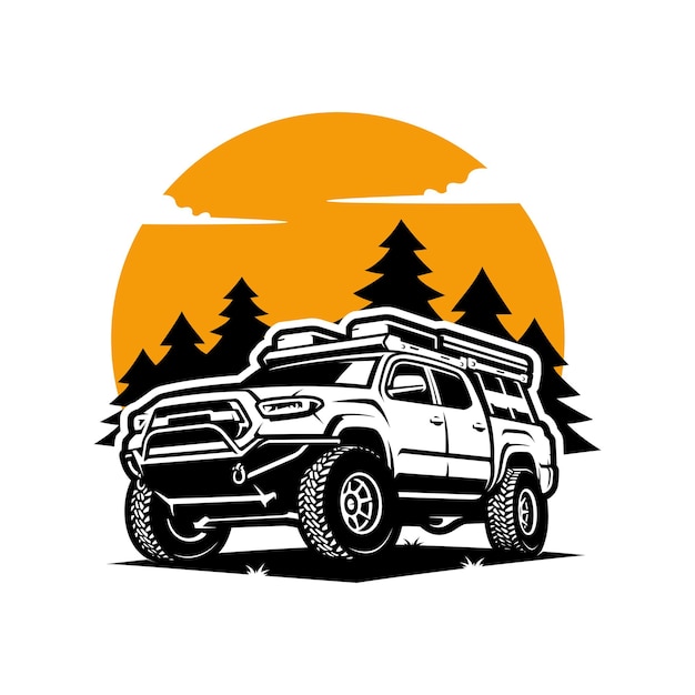 SUV overland voertuig illustratie logo vector