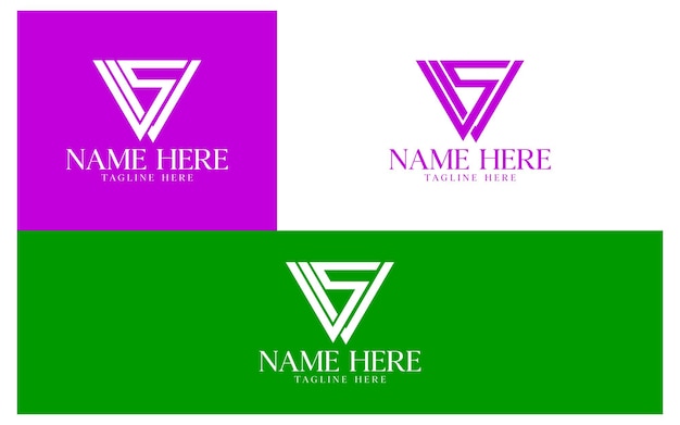 SV Logo Design Or VS logo in Triangular Shape