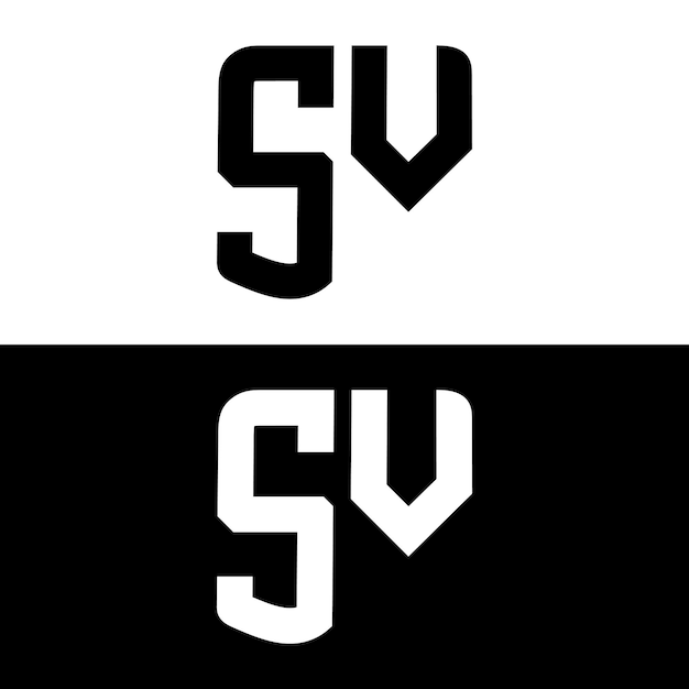 Vector sv logo sv letter logo design with black and white color