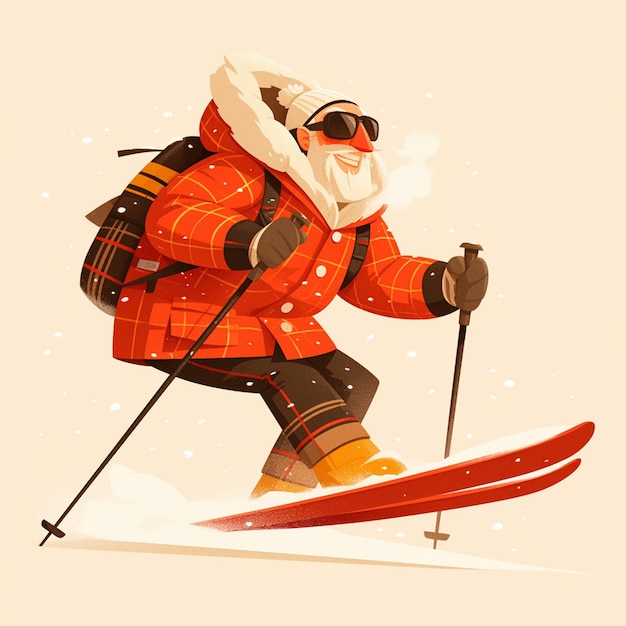 Vector a svalbardian man is skiing