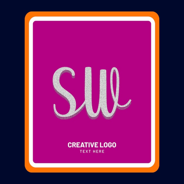 Sw letter creatief logo-ontwerp in 3d-stijl