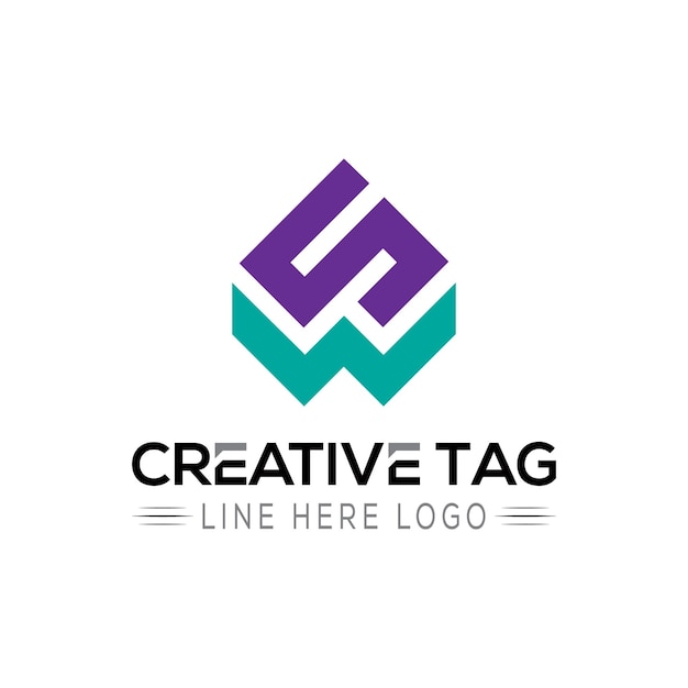 Vector sw letter logo design with creative icons for free download