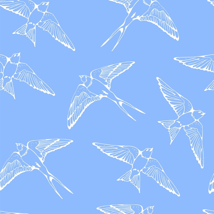 Vector swallow and house martin birds vector pattern