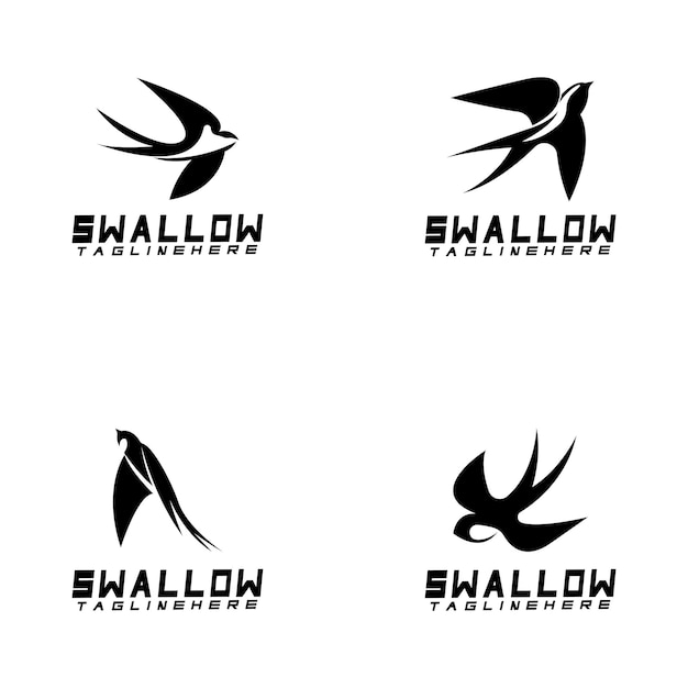 Swallow logo silhouet zwaluw vliegende logo vector geïsoleerde witte achtergrond