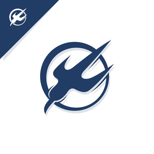 Vector swallow and trident logo for business or icon