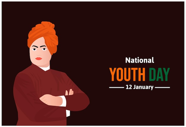 Swami Vivekanand National Youth Day 12 January Vector Design