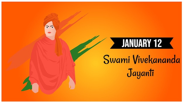 Vector swami vivekananda jayanti national youth day 12 january vector design