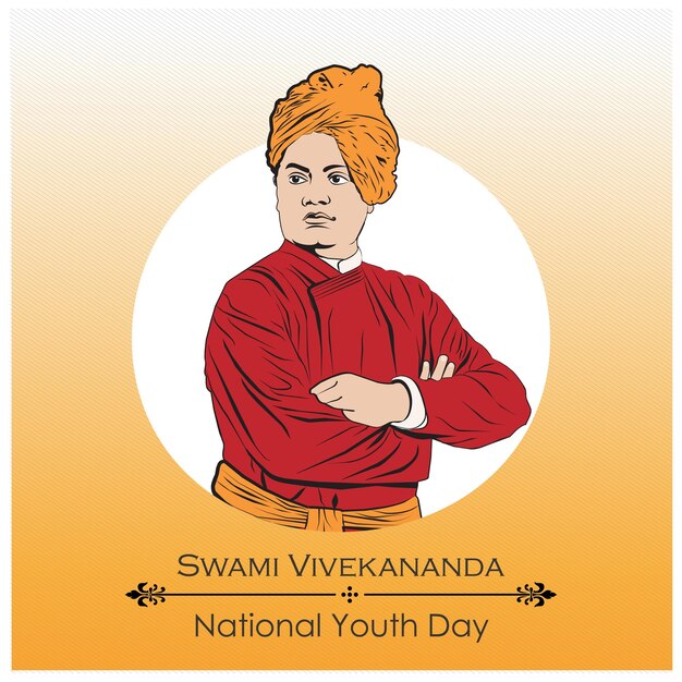 Vector swami vivekananda verjaardag op 12 januari