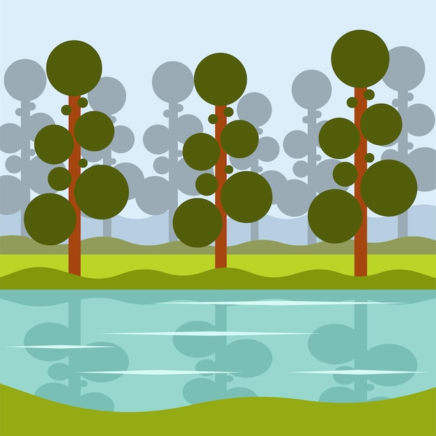 Vector swamp landscape isolated background