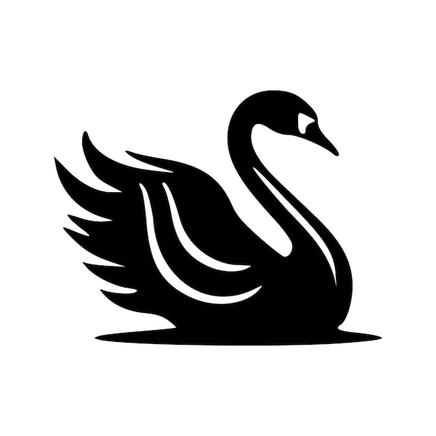 Swan bird black silhouette vector illustration