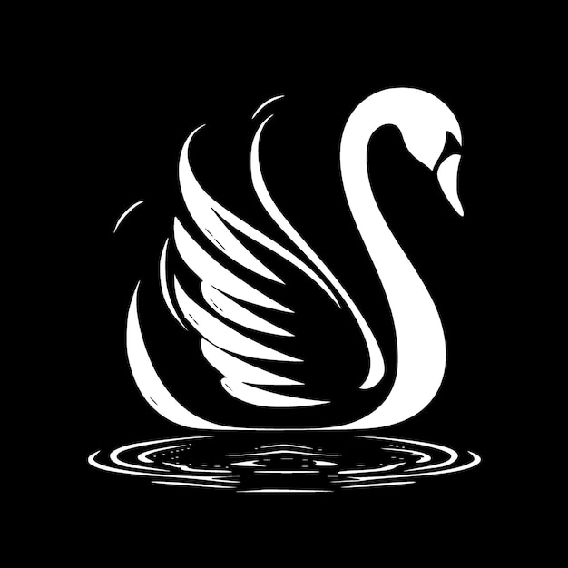 Swan Black and White Vector illustration