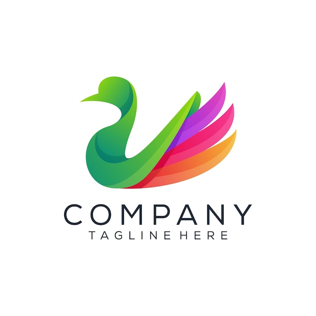 Swan colorful gradient logo illustration design