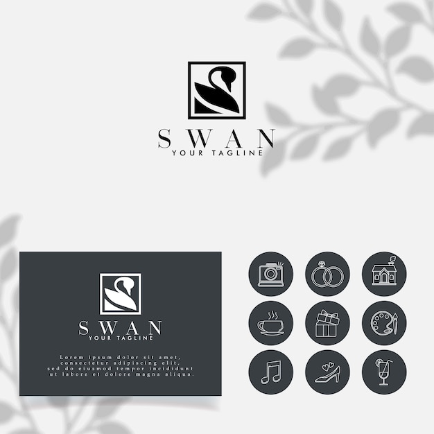 Редактируемый шаблон логотипа swan feminine minimalist