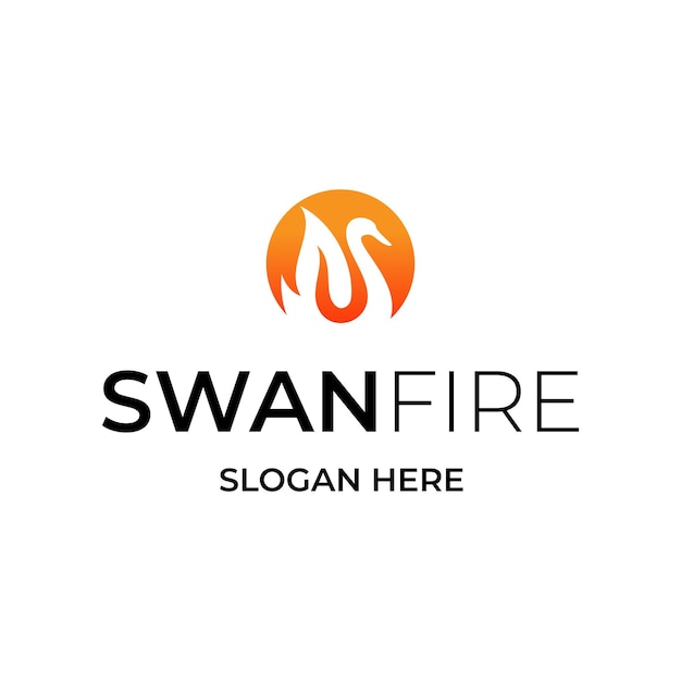 swan and fire logo design