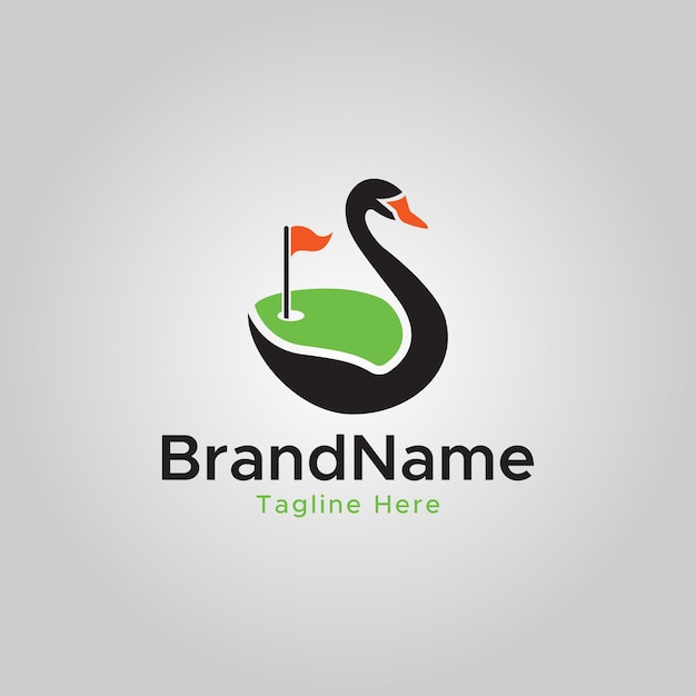 Swan Golf Sport logo design icon element vector