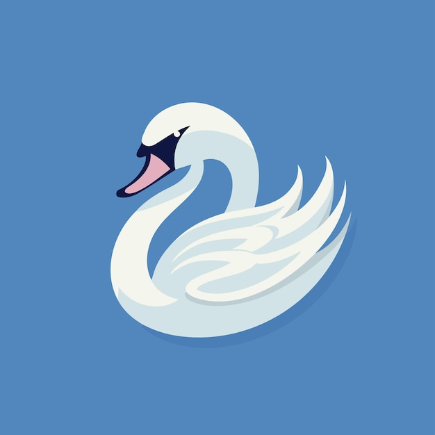 Vector swan icon on blue background flat design vector illustration