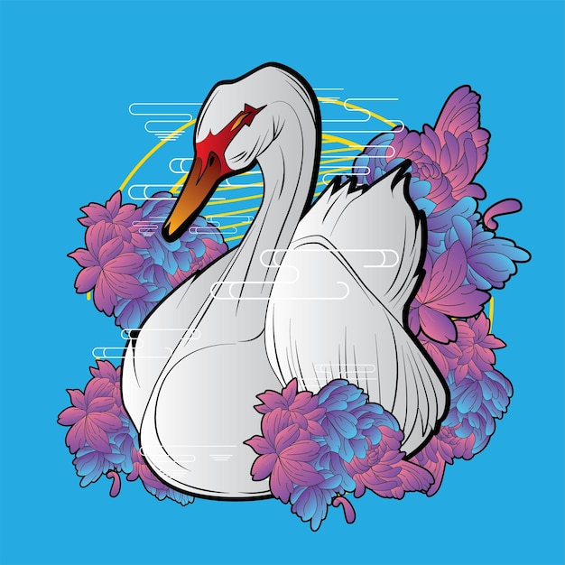 Swan illustration with japanese style